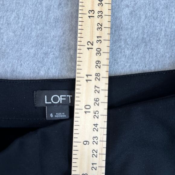 Loft Pull On Pants Womens 6 Black Ankle Zip Stretchy Slim Fit Skinny Office Work - Picture 9 of 11